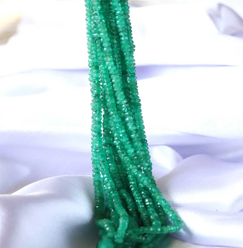 Rondelle Faceted Emerald Beads