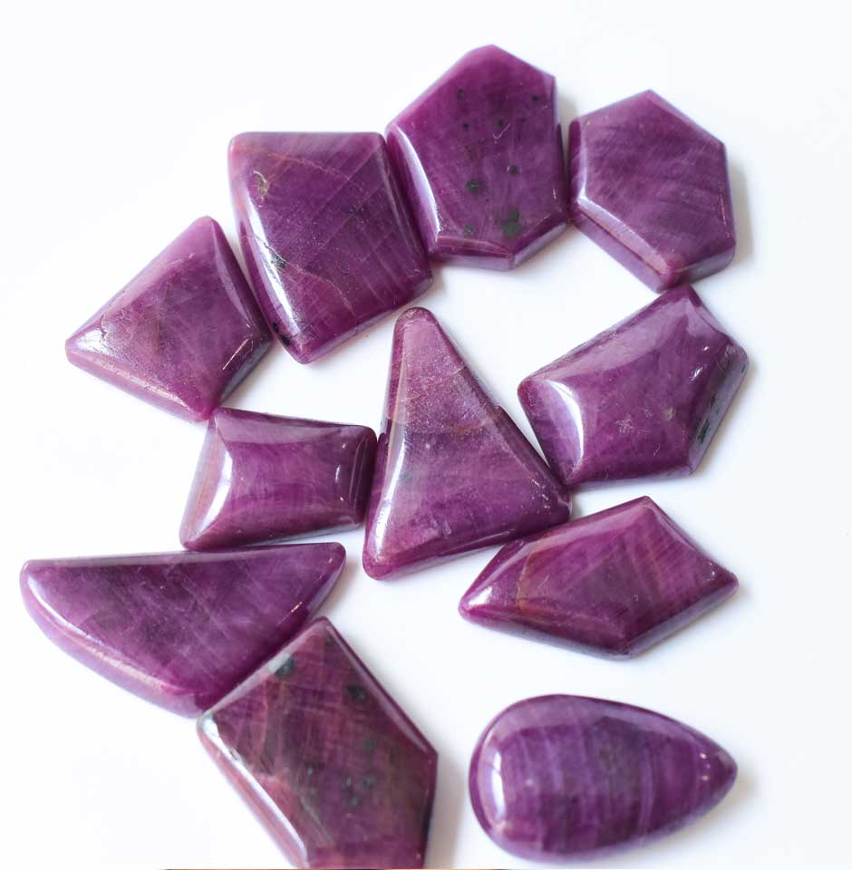 Raw Indian Ruby Cabochons
